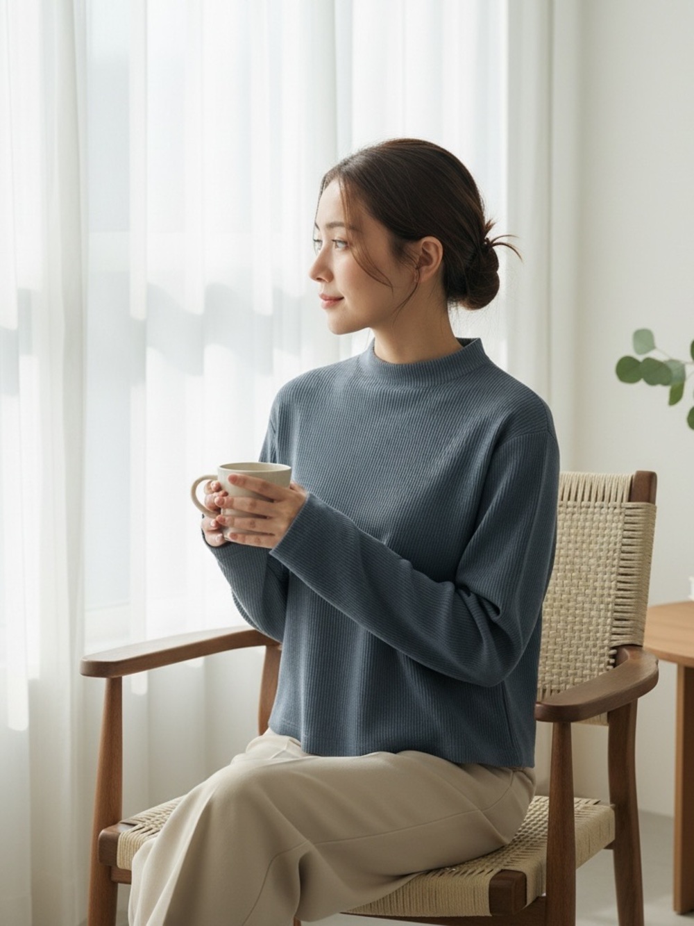 Madewell Jacquard Striped Funnel Neck Top